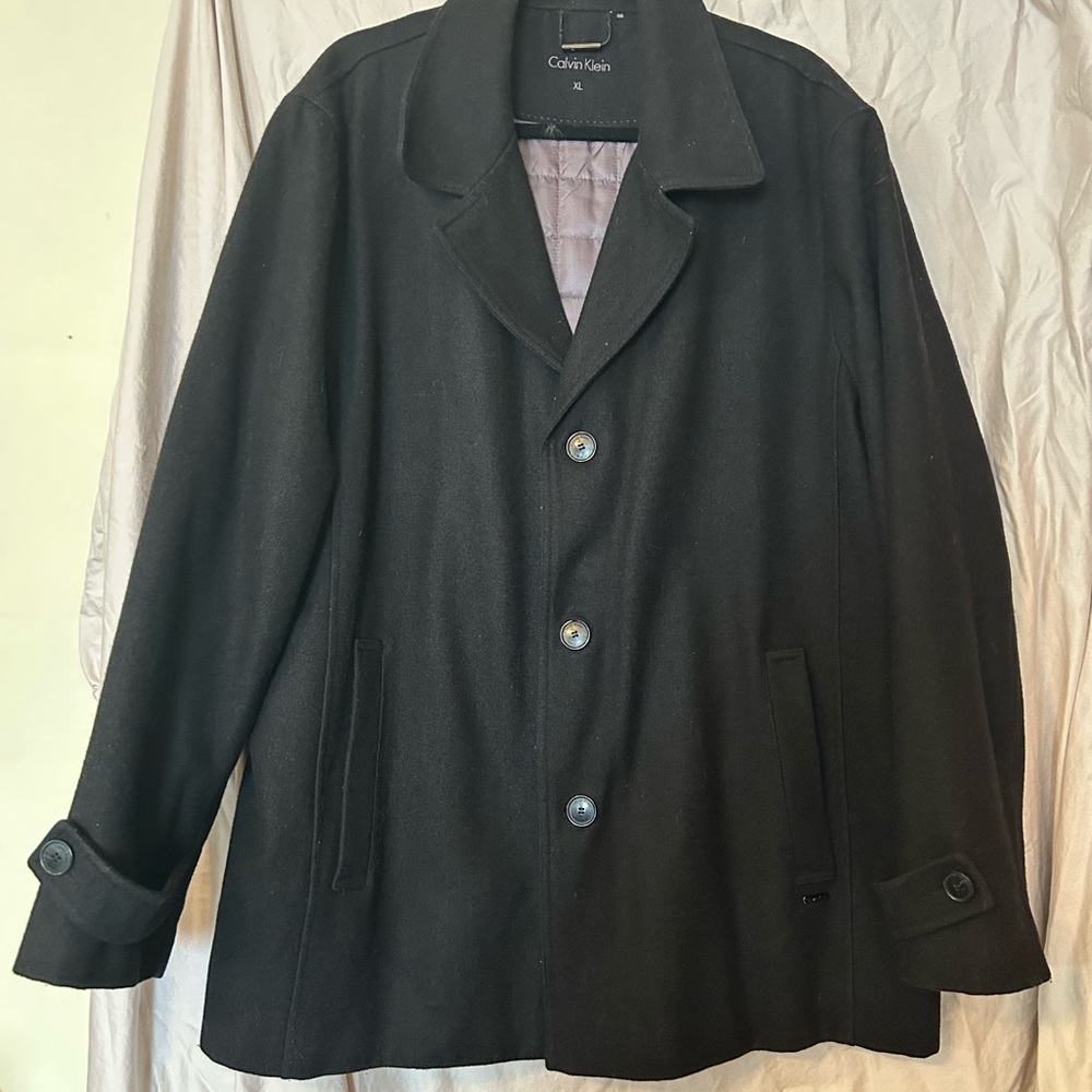 Calvin Klein Men's Black Wool Peacoat Size XL